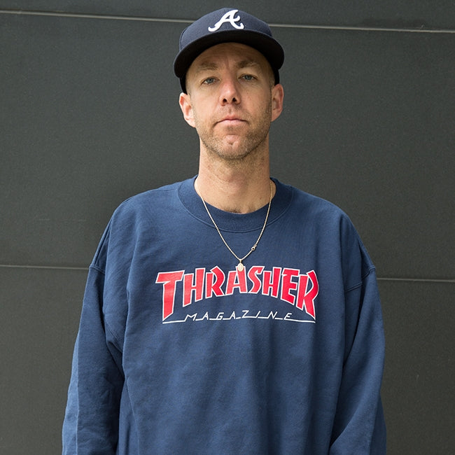 THRASHER - OUTLINED LOGO CREW - NAVY