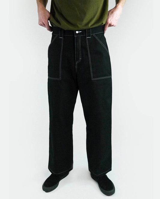 POETIC COLLECTIVE - PAINTER PANTS CANVAS - BLACK/WHITE SEAMS