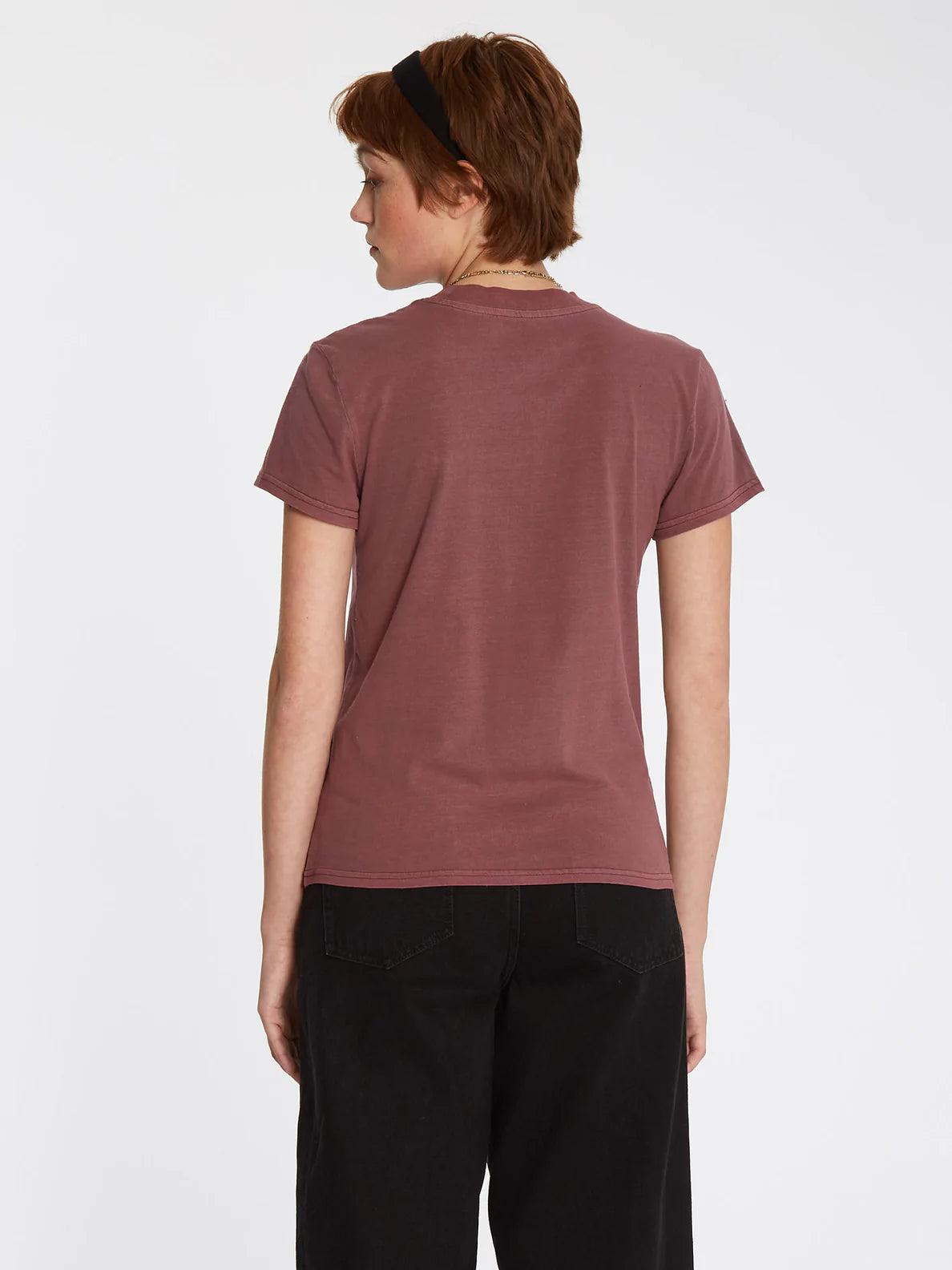 VOLCOM - SOLID STONE EMB TEE - BURGUNDY
