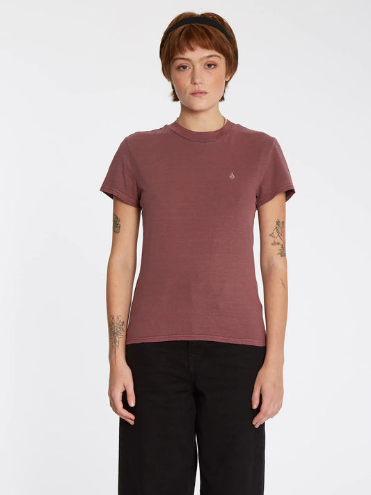 VOLCOM - SOLID STONE EMB TEE - BURGUNDY