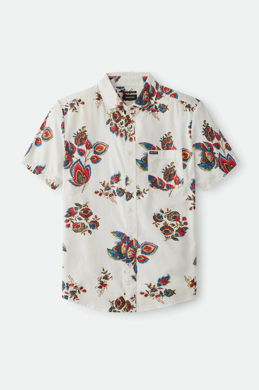 BRIXTON - CHARTER PRINT S/S WVN - OFF WHITE/RED