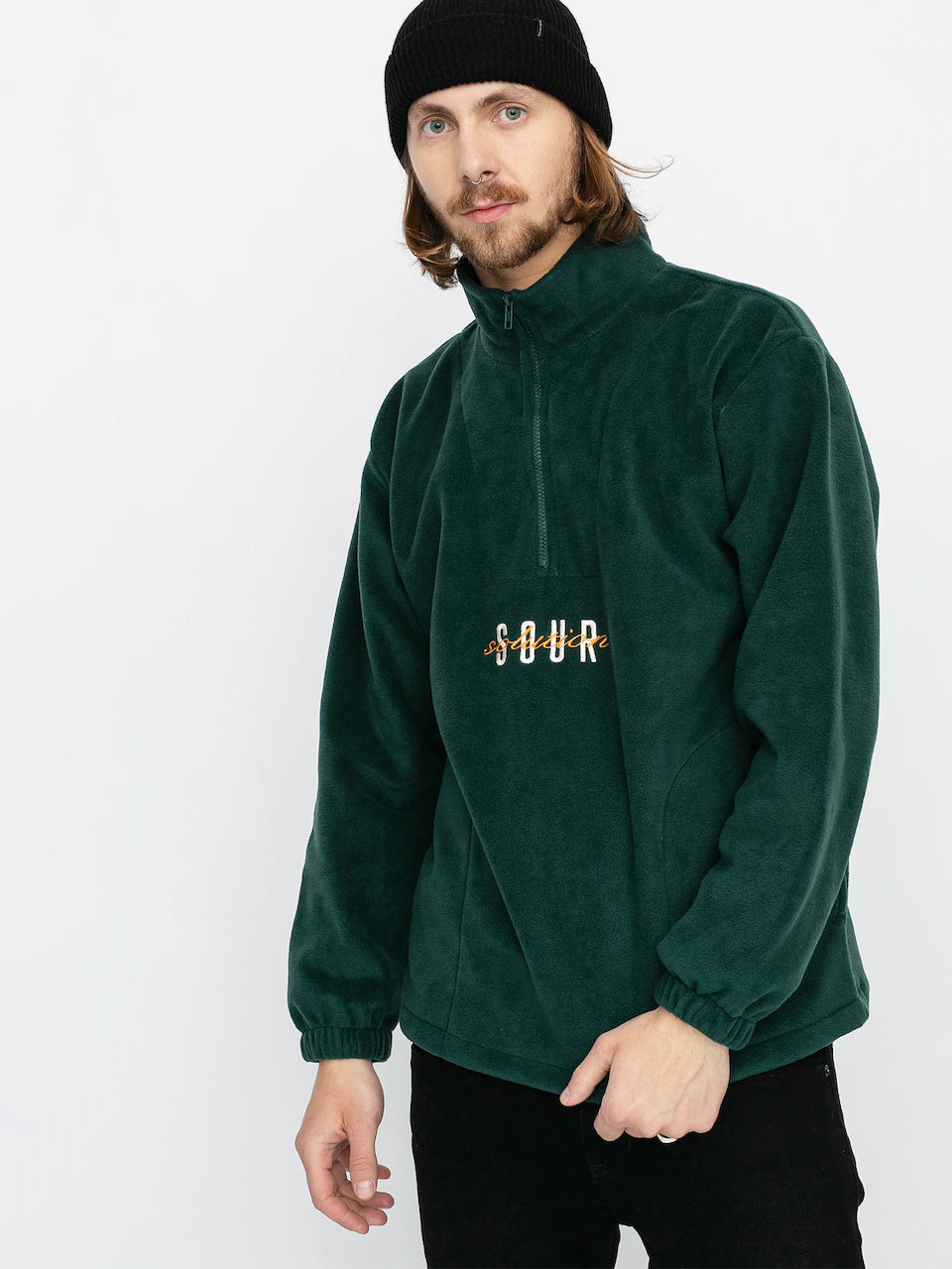 SOUR - SPOTHUNTER 1/4 ZIP FLEECE FOREST GREEN
