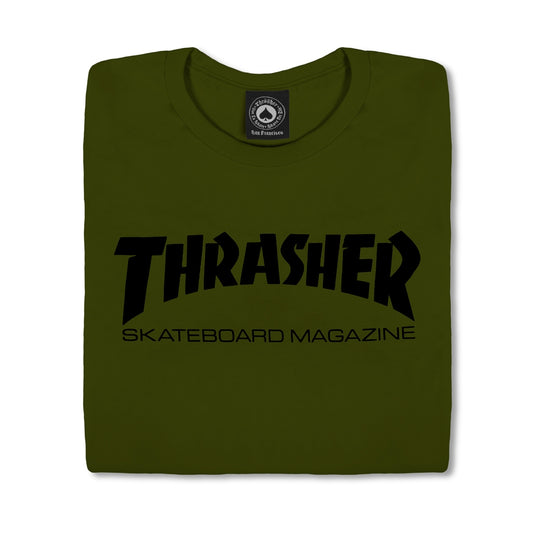 THRASHER - GIRLS SKATE MAG TEE - OLIVE GREEN