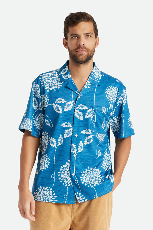 BRIXTON - BUNKER MESH S/S KNIT - SKY BLUE/OFF WHITE