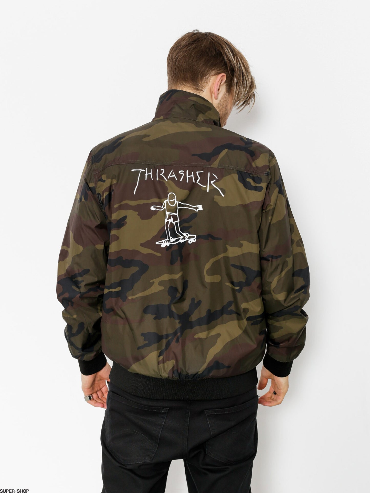 THRASHER - GONZ REVERSIBLE COACH JACKET - BLACK/CAMO