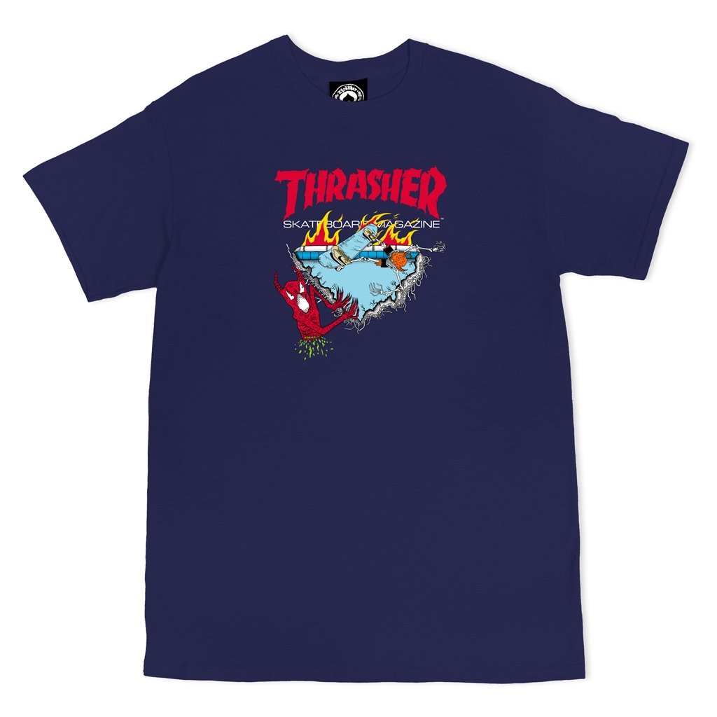THRASHER - NECKFACE 500 TEE - NAVY