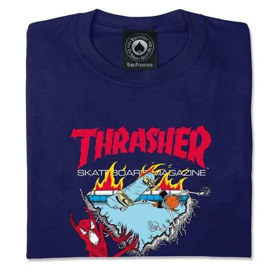 THRASHER - NECKFACE 500 TEE - NAVY