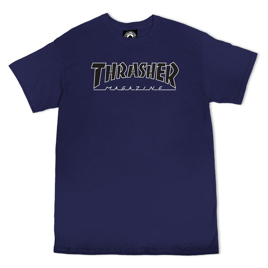 THRASHER - OUTLINED TEE - NAVY/BLACK