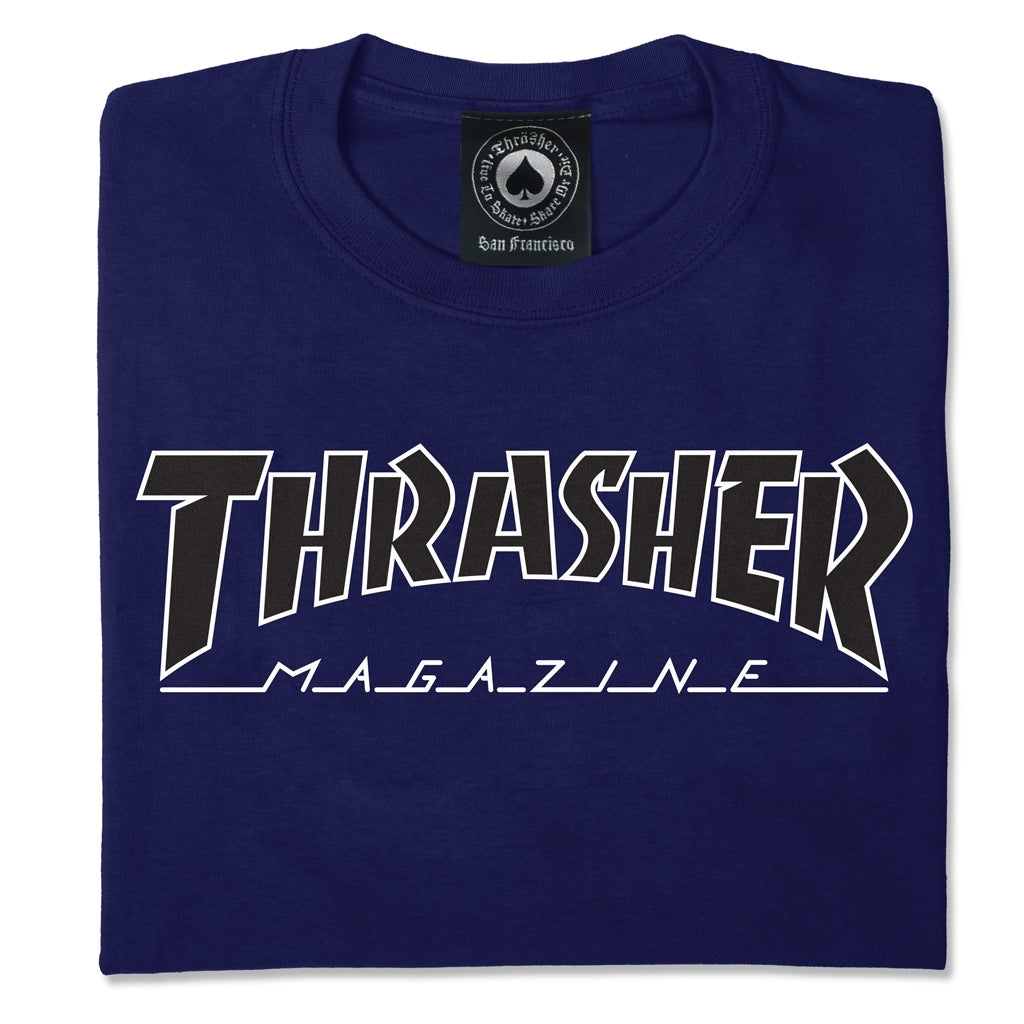 THRASHER - OUTLINED TEE - NAVY/BLACK