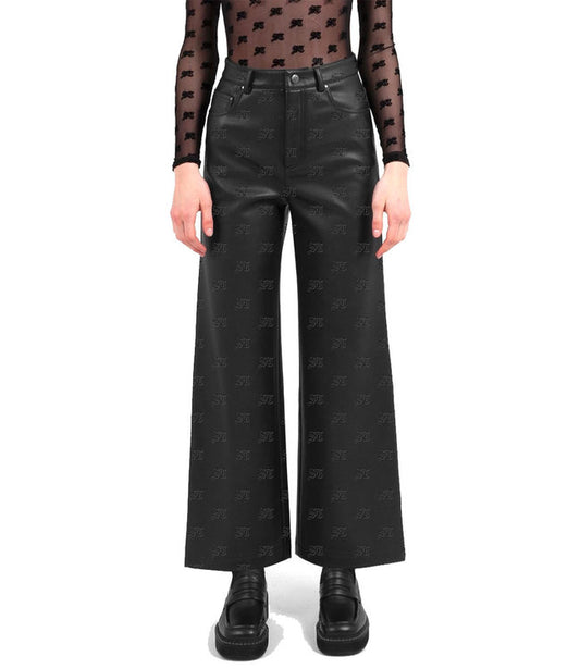 WASTED PARIS - WM - LULA MONOGRAM FAUX LEATHER PANT - BLACK