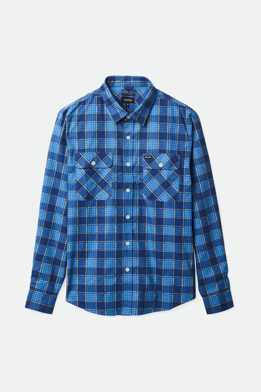 BRIXTON - BOWERY SUMMER WEIGHT L/S WVN - BLUE/LIGHT BLUE