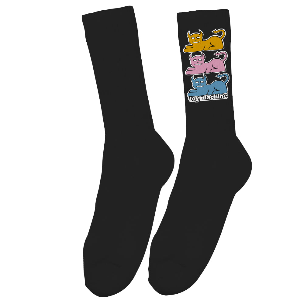 TOY MACHINE - TRIPLE CAT SOCK - BLACK