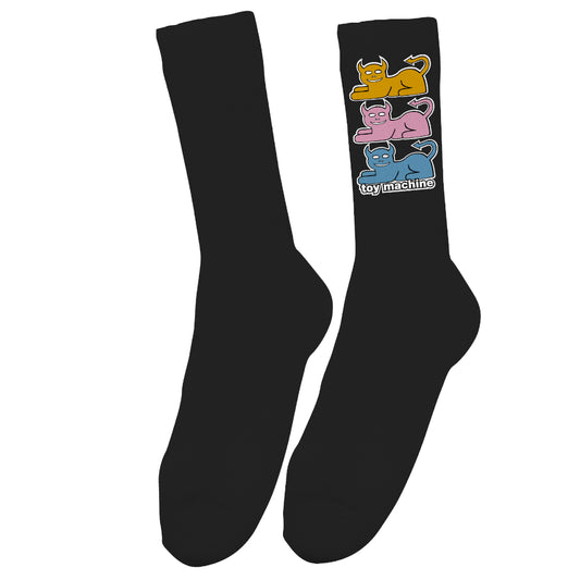 TOY MACHINE - TRIPLE CAT SOCK - BLACK