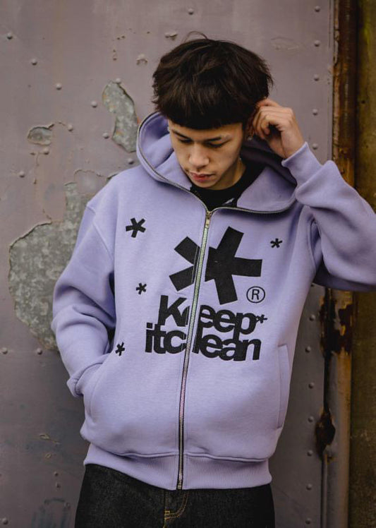 KEEP IT CLEAN - OPIUM FULL ZIPPER HOOD - LAVENDER/BLACK