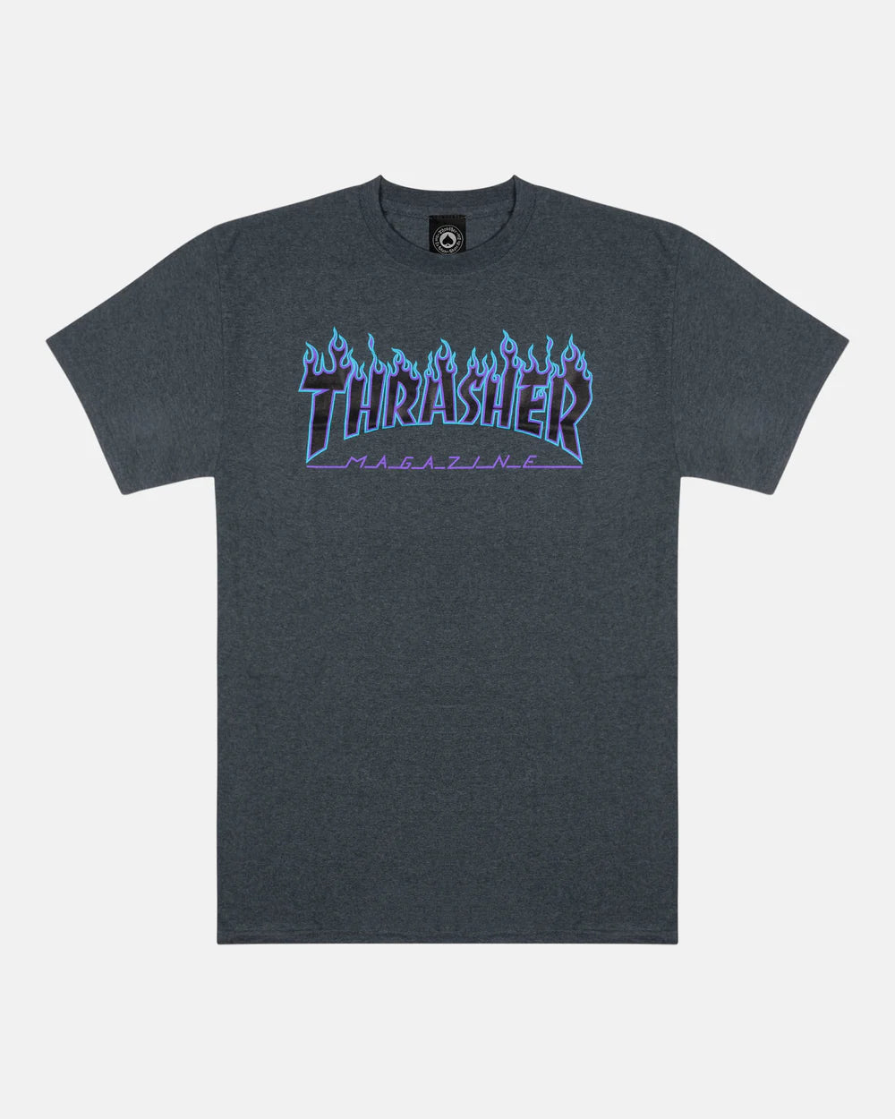 THRASHER - FLAME LOGO TEE - DARK HEATHER