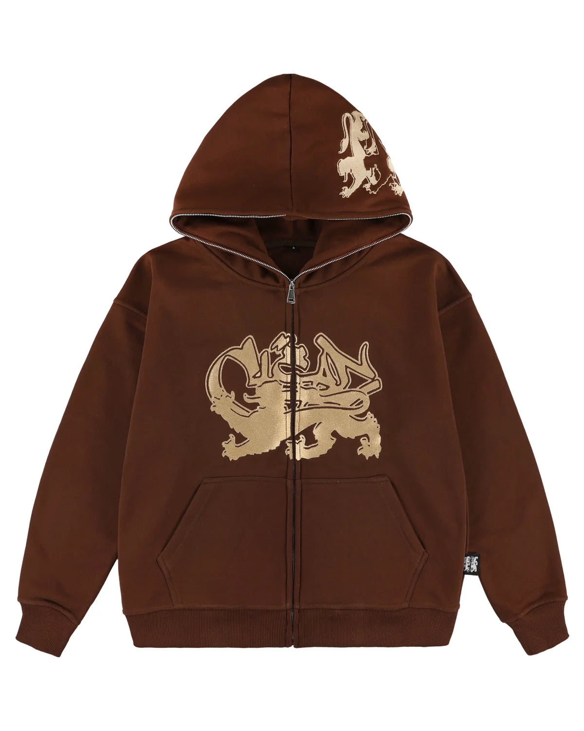 KEEP IT CLEAN - FEARED LION FULL ZIP HOOD - BROWN/GOLD