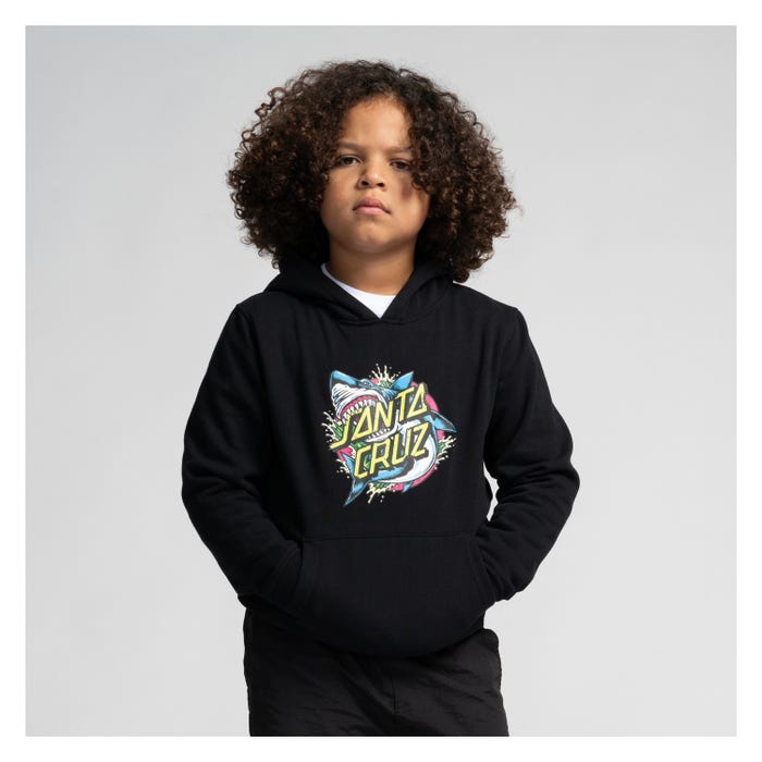 SANTA CRUZ - YOUTH SHARK DOT FRONT HOOD - BLACK