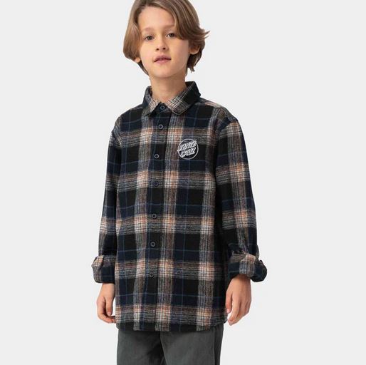 SANTA CRUZ - YOUTH COPPER LS SHIRT - NAVY CHECK