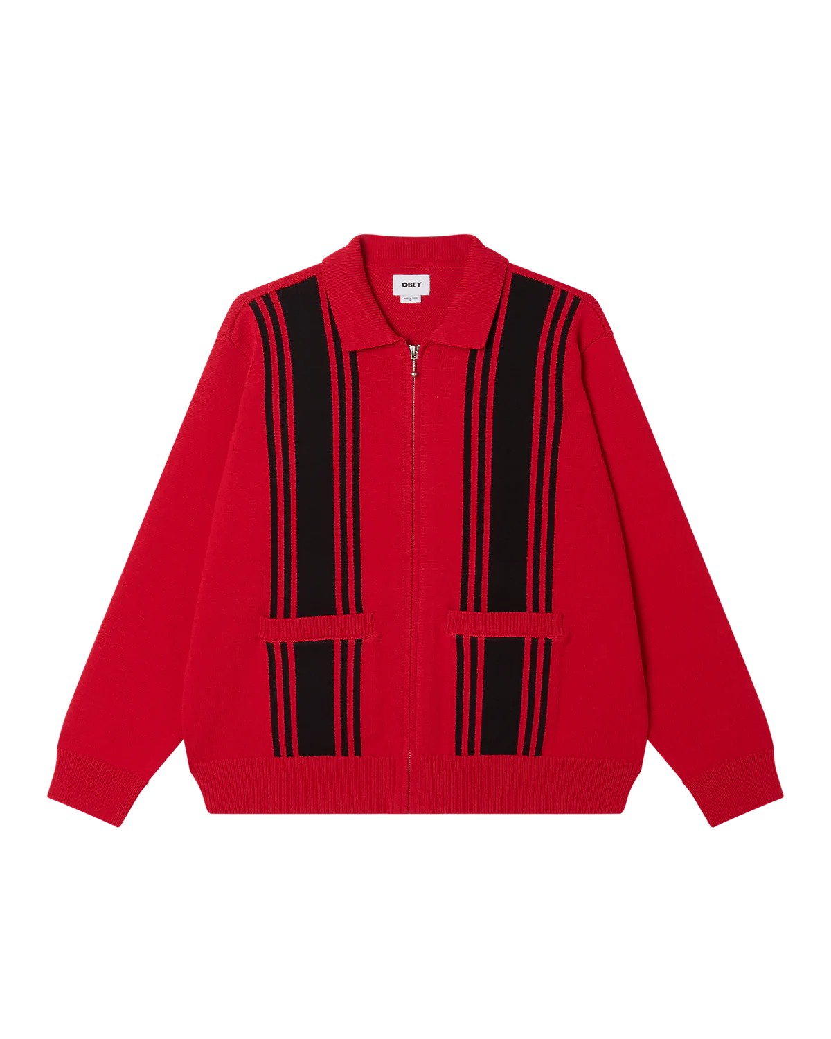 OBEY - MATT ZIP-UP SWEATER - RED MULTI