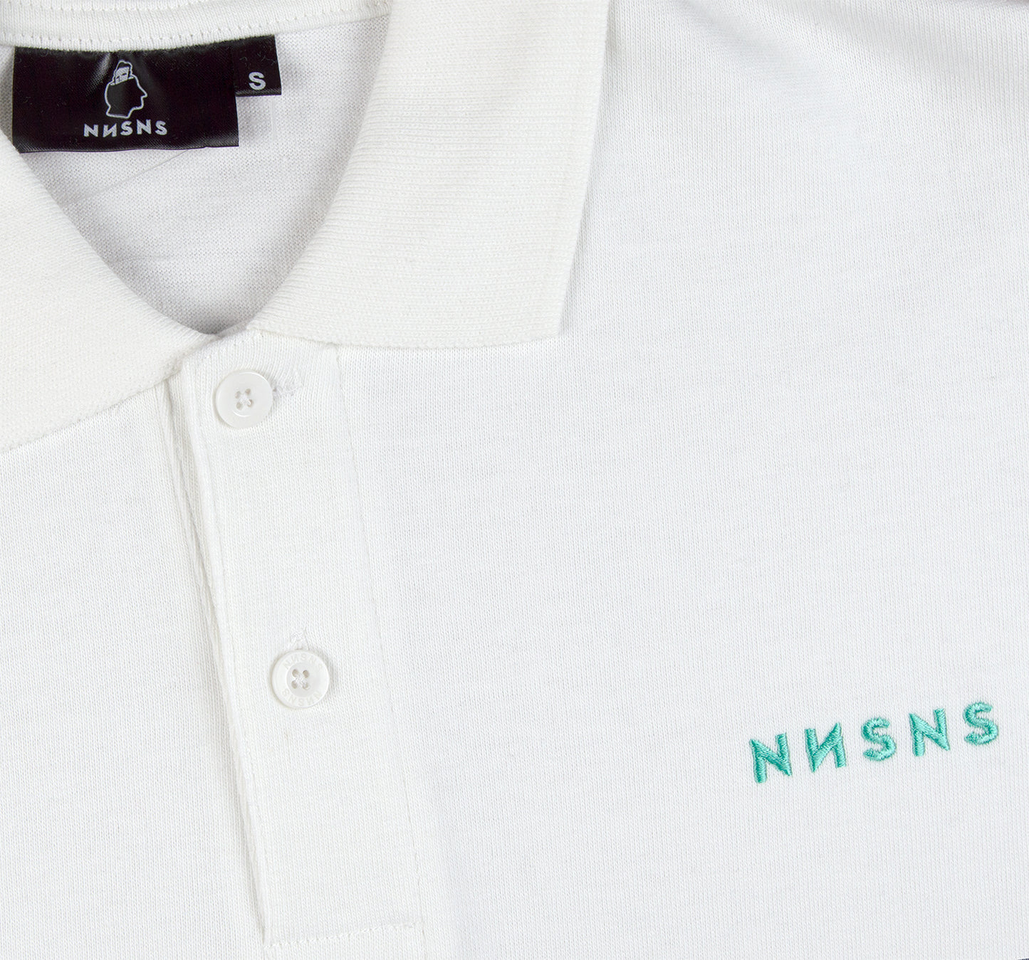 NNSNS - EMBROIDERED POLO - WHITE/TEAL