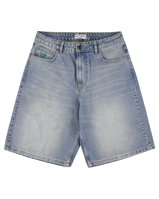 KEEP IT CLEAN - LOOSE SHORT EMBROIDERED - MID BLUE
