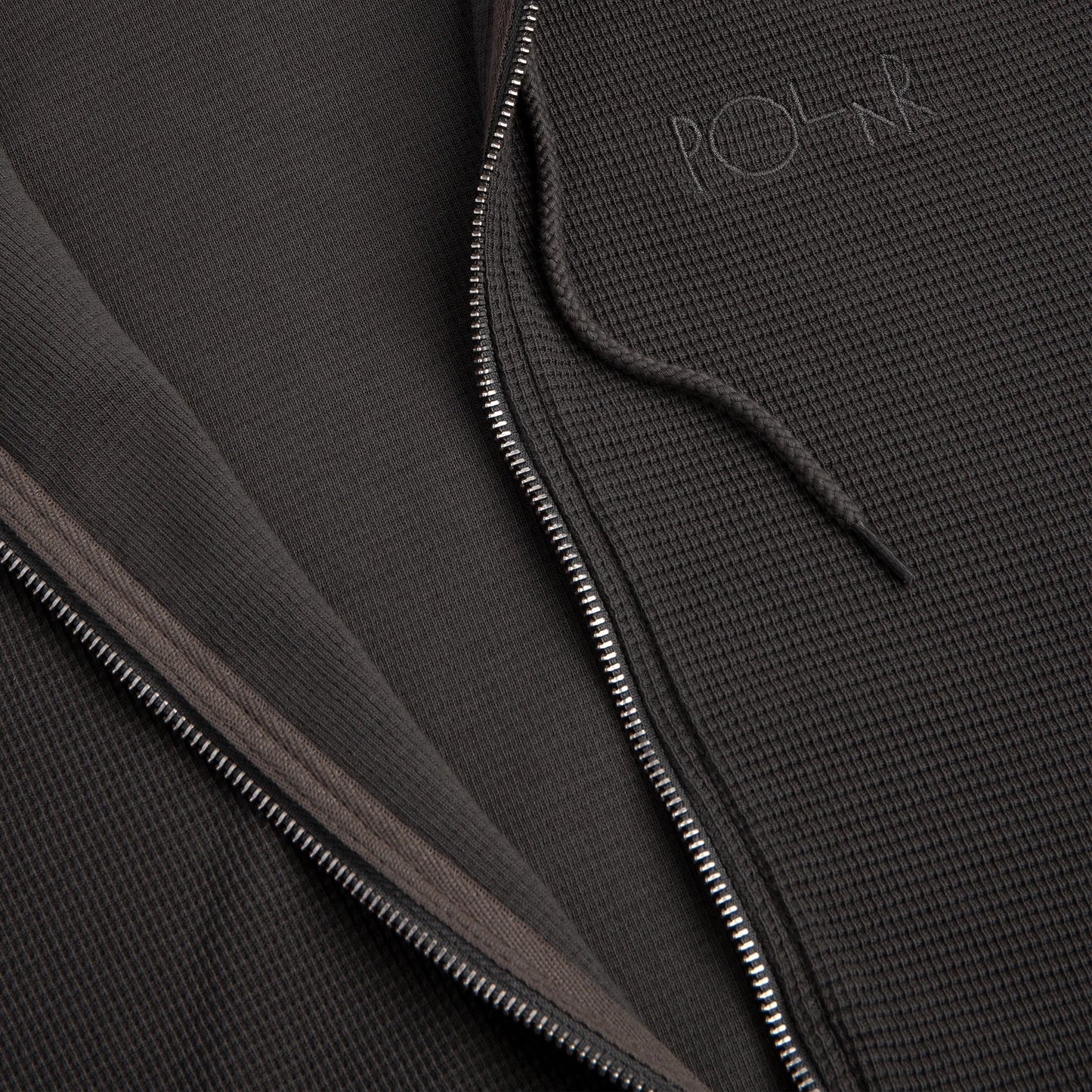POLAR - WAFFLE ZIP HOOD - DIRTY BLACK