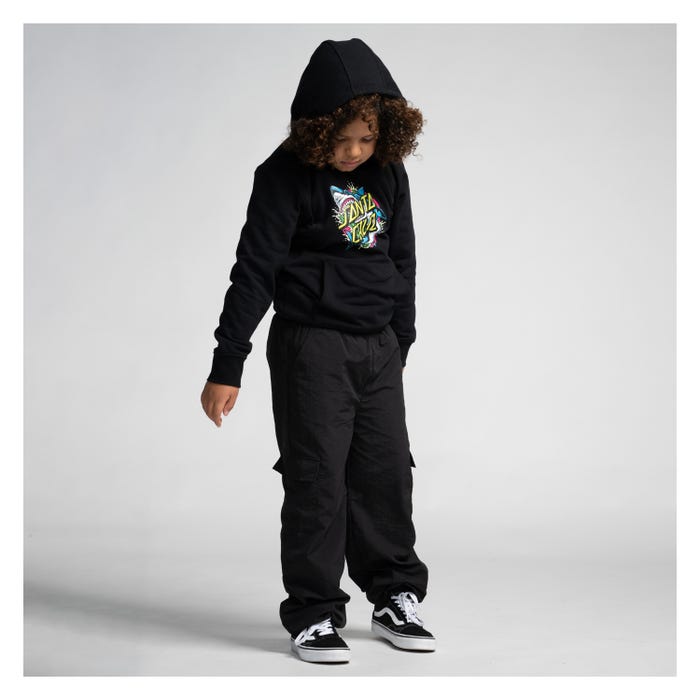 SANTA CRUZ - YOUTH SHARK DOT FRONT HOOD - BLACK