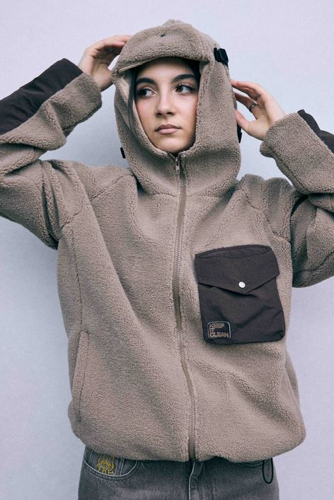 KEEP IT CLEAN - URBAN SHERPA JACKET - MOCHA BROWN