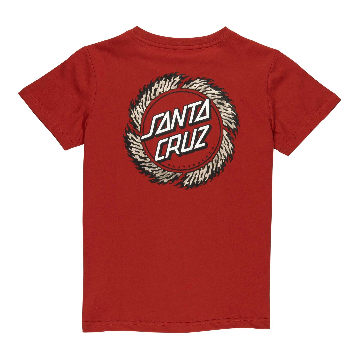 SANTA CRUZ - YOUTH FLAME RINGED DOT TEE - RUST