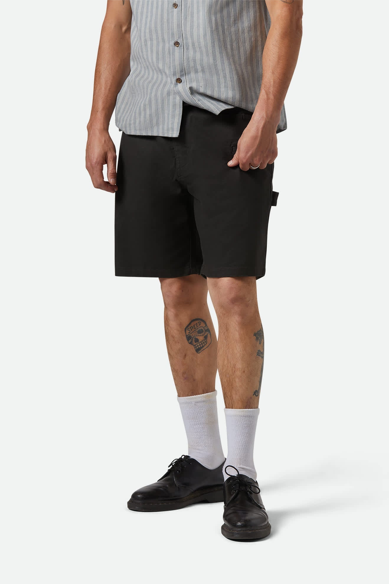 BRIXTON - BUILDERS CARPENTER BAGGY SHORT - WASHED BLACK