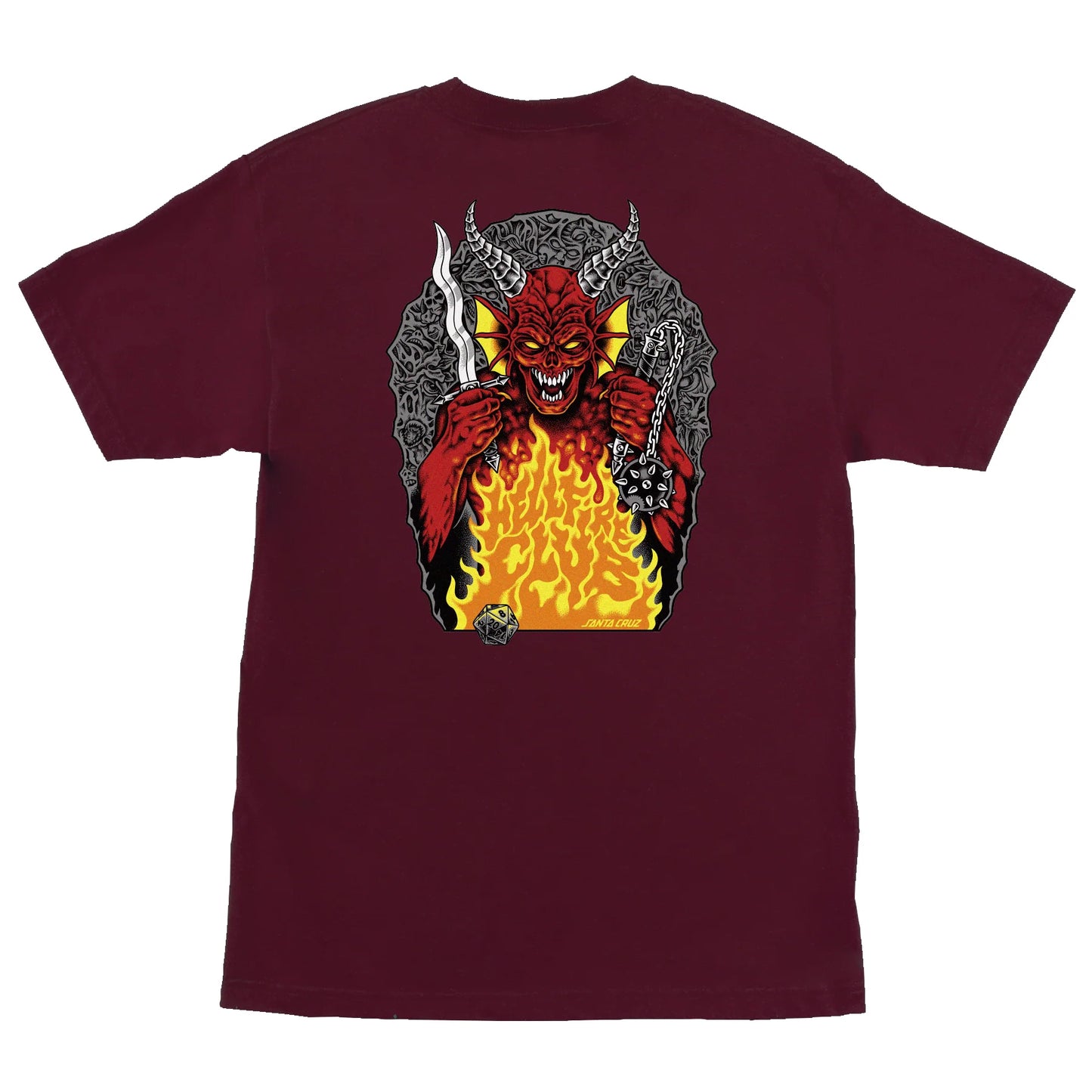 SANTA CRUZ - STRANGER THINGS HELLFIRE PIT TEE - MAROON