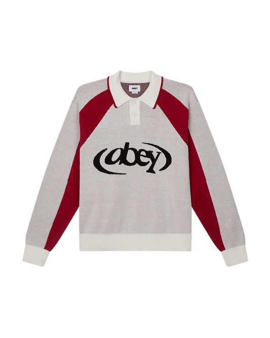 OBEY - SOCCER POLO SWEATER - WHITE MULTI