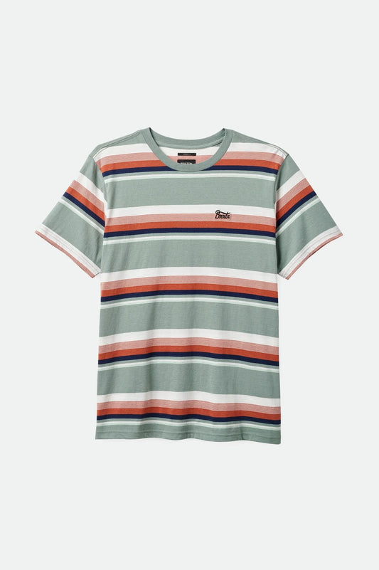 BRIXTON - HILT STITH S/S KNIT - CHINOIS GREEN/TERRACOTTA/OFF WHITE