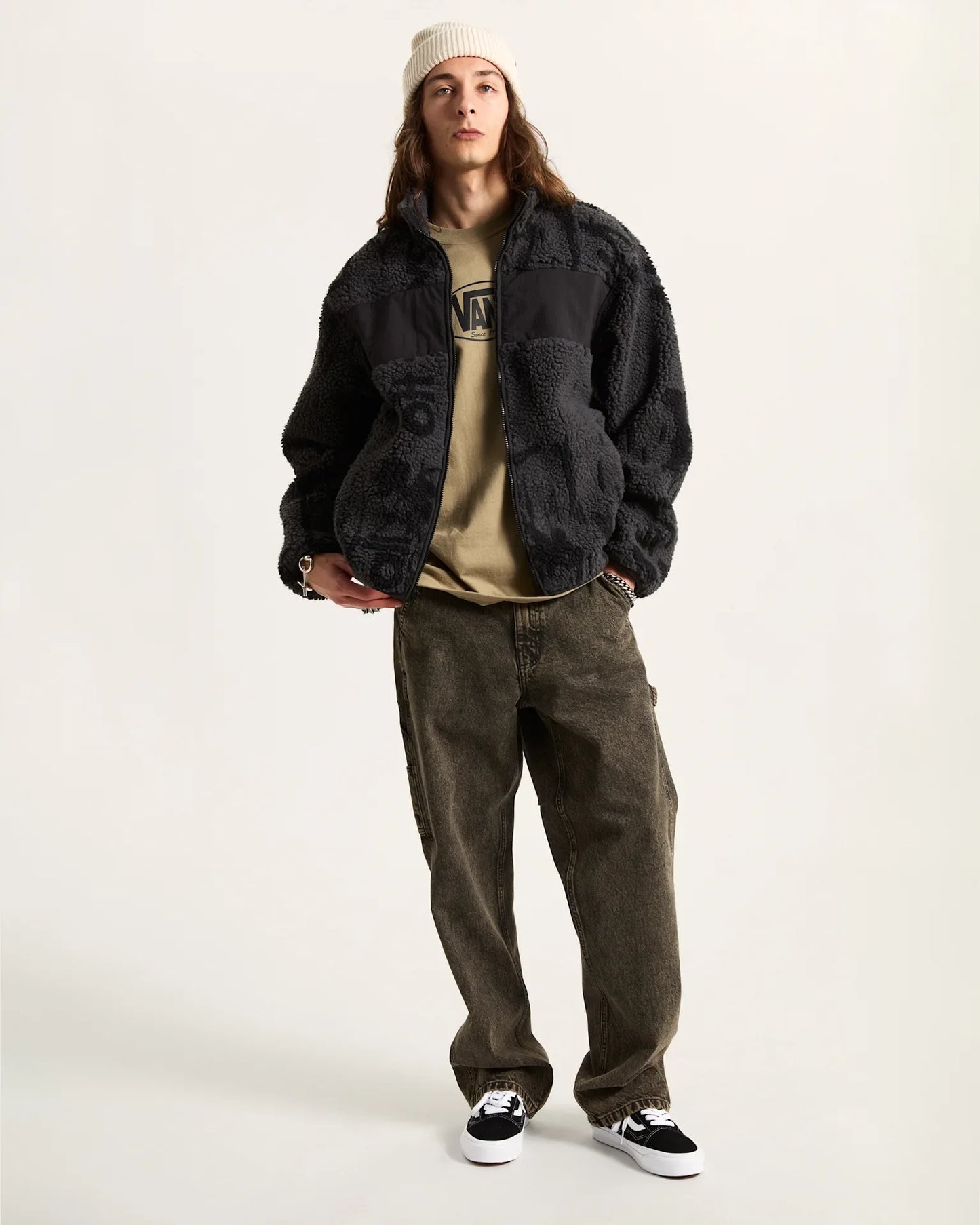 VANS - STILLER SHERPA JACKET - BLACK/GREY