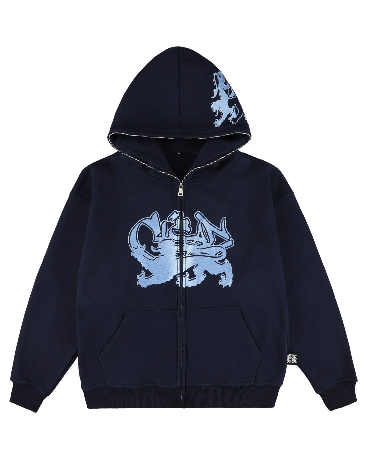 KEEP IT CLEAN - FEARED LION FULL ZIP HOOD - NAVY/BABY BLUE
