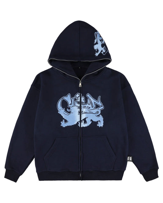 KEEP IT CLEAN - FEARED LION FULL ZIP HOOD - NAVY/BABY BLUE
