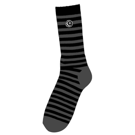 FOUNDATION - STAR AND MOON STRIPED SOCKS - BLACK/GREY