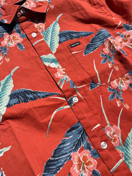 BRIXTON - CHARTER PRINT S/S WVN - BURNT RED/PACIFIC BLUE