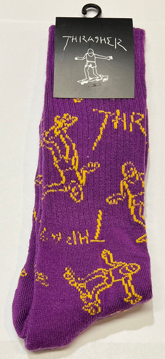 THRASHER - GONZ LOGO CREW SOCKS - PURPLE