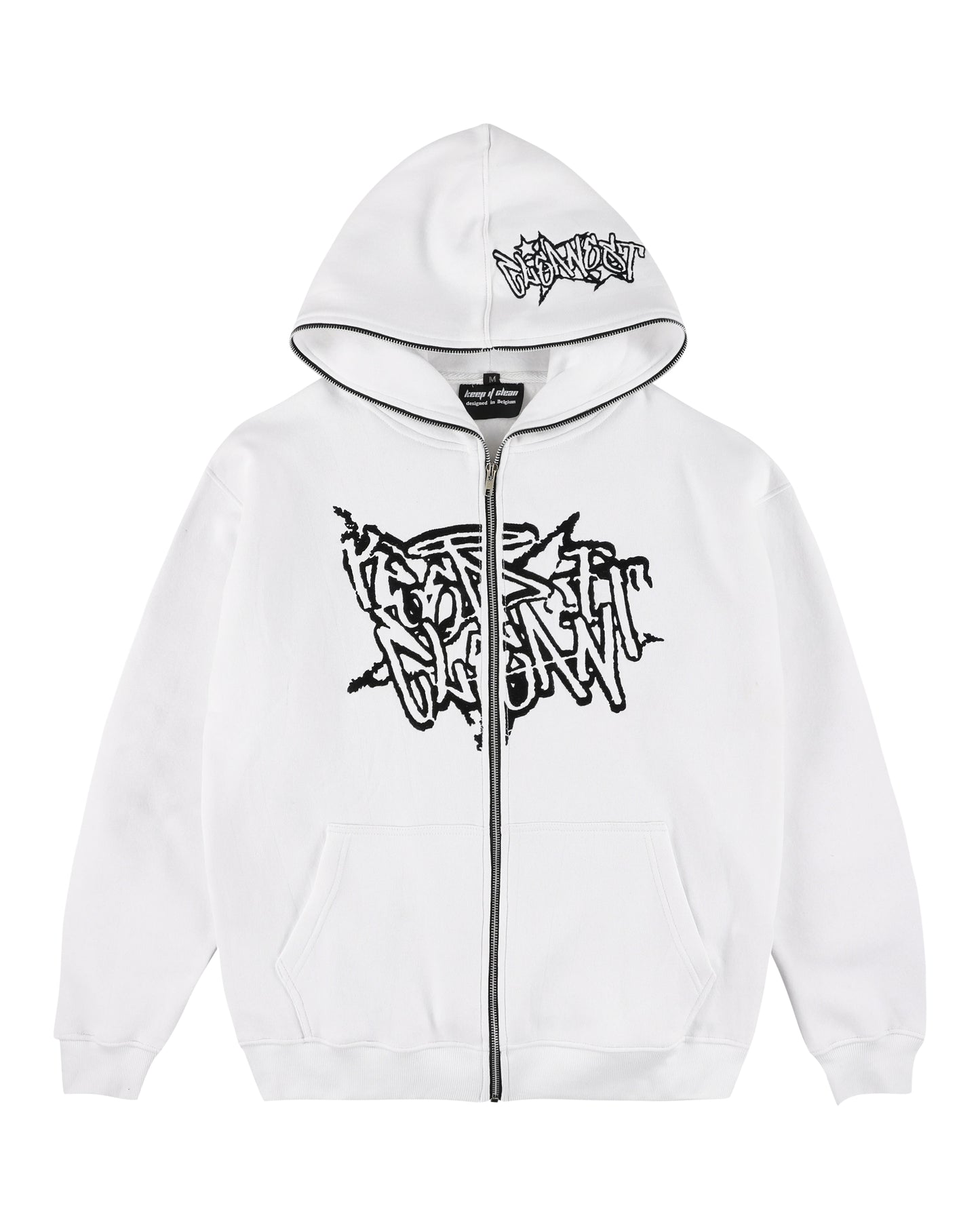 KEEP IT CLEAN - STREETCODE FULL ZIP HOOD - WHITE