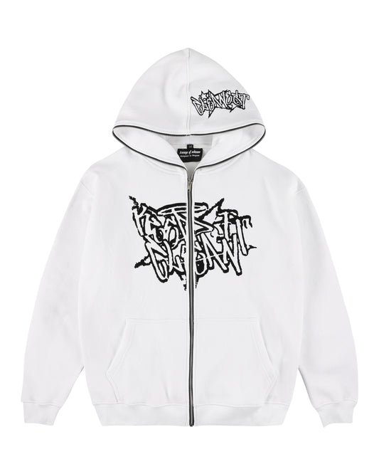 KEEP IT CLEAN - STREETCODE FULL ZIP HOOD - WHITE