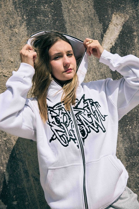 KEEP IT CLEAN - STREETCODE FULL ZIP HOOD - WHITE