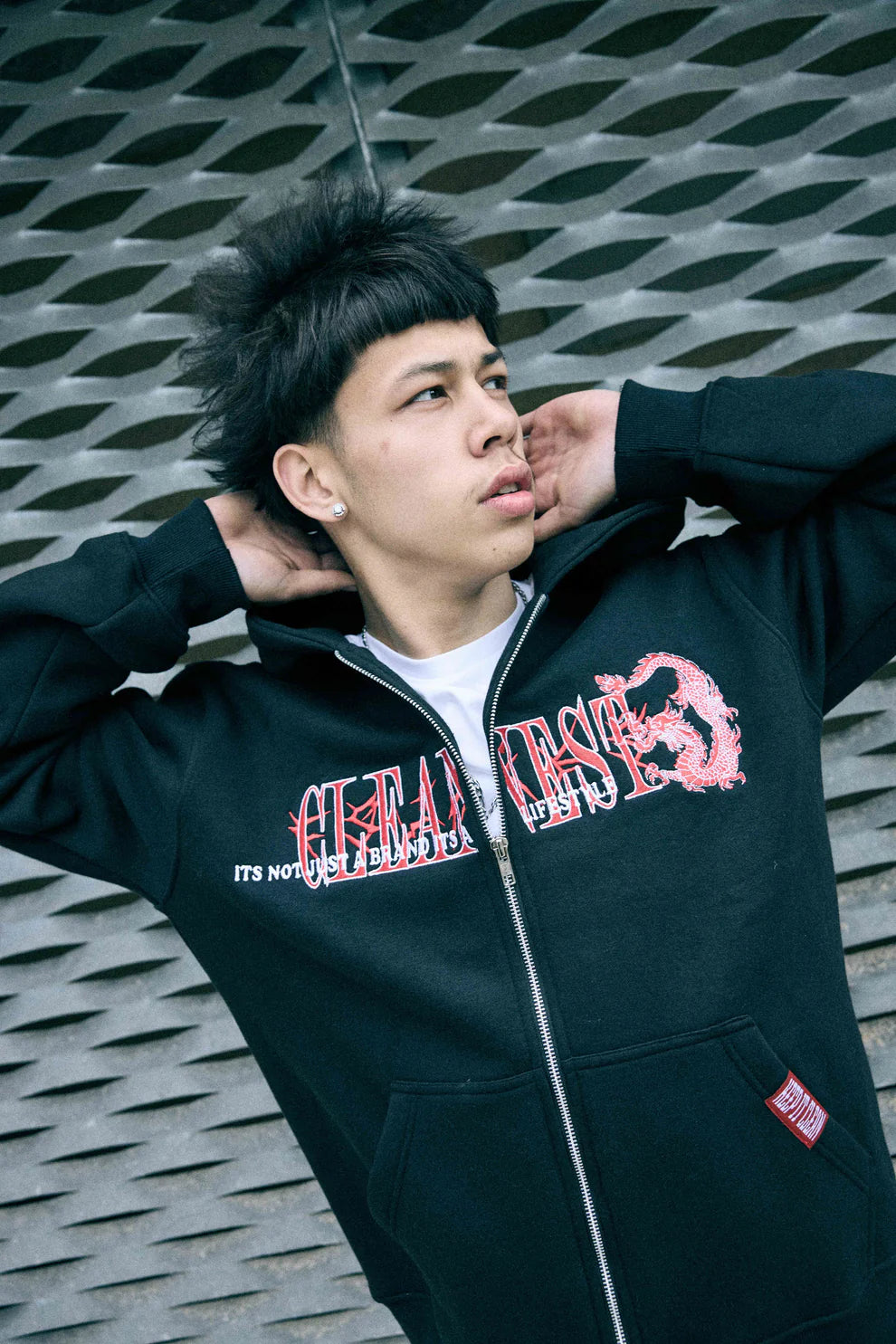KEEP IT CLEAN - TATSU DRAGON ZIP HOOD - BLACK