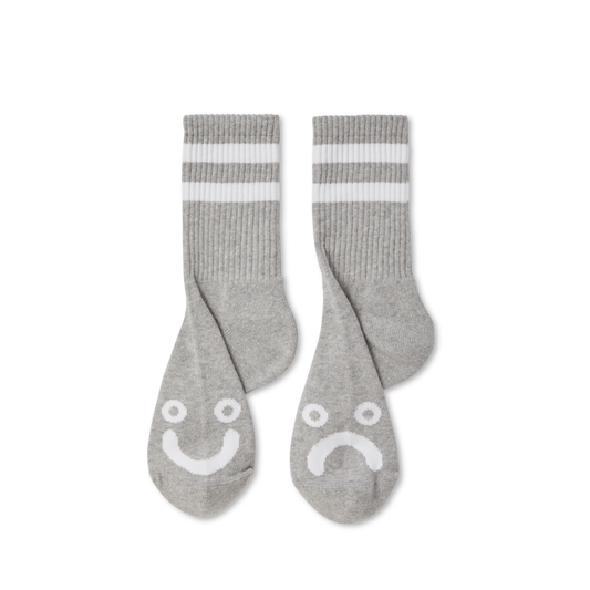 POLAR - RIB SOCKS HAPPY SAD - HEATHER GREY