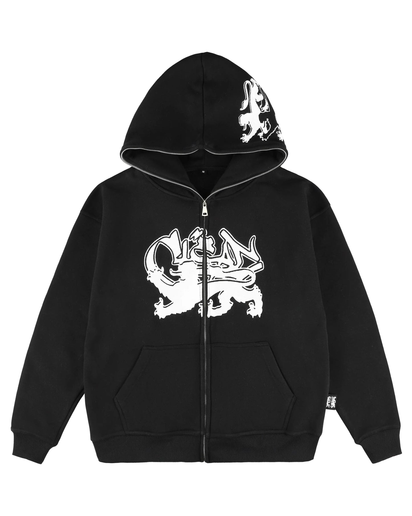 KEEP IT CLEAN - FEARED LION FULL ZIP HOOD - BLACK/WHITE