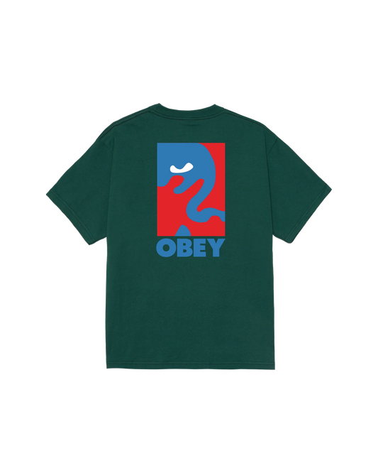 OBEY - CROPPED ICON TEE - RAIN FOREST