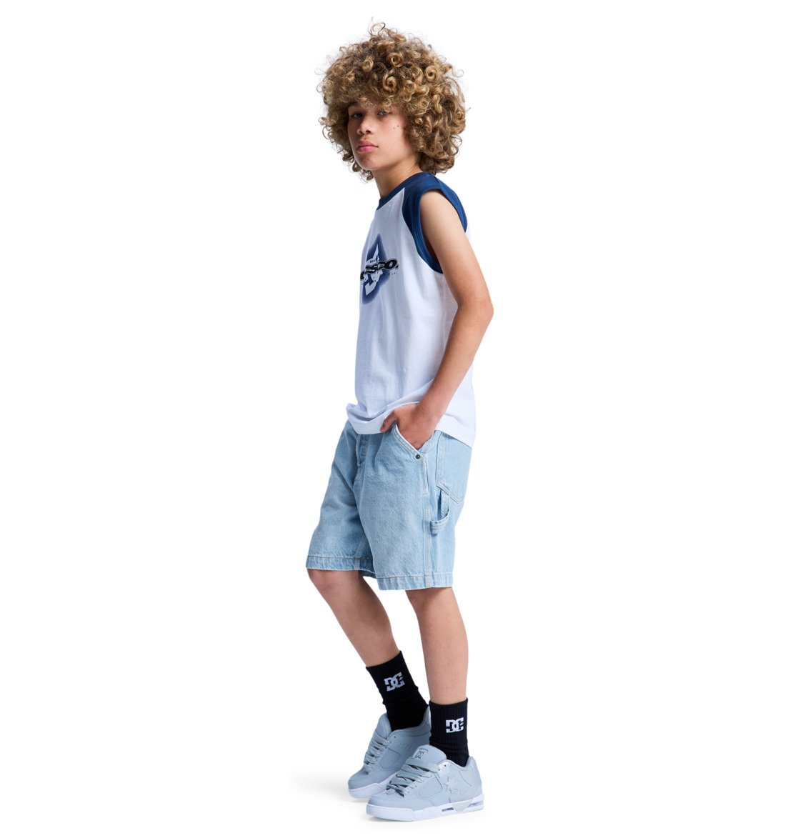 DC - CARPENTER BAGGY SHORT BOY - DENIM BLUE