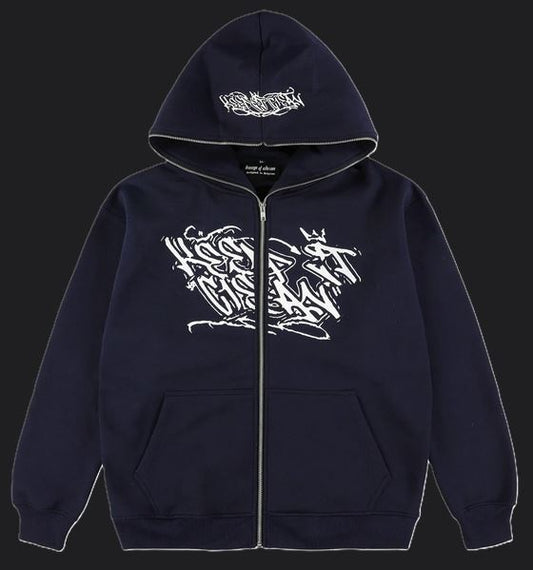 KEEP IT CLEAN - SIXT CIRLCE ZIP HOOD - NAVY