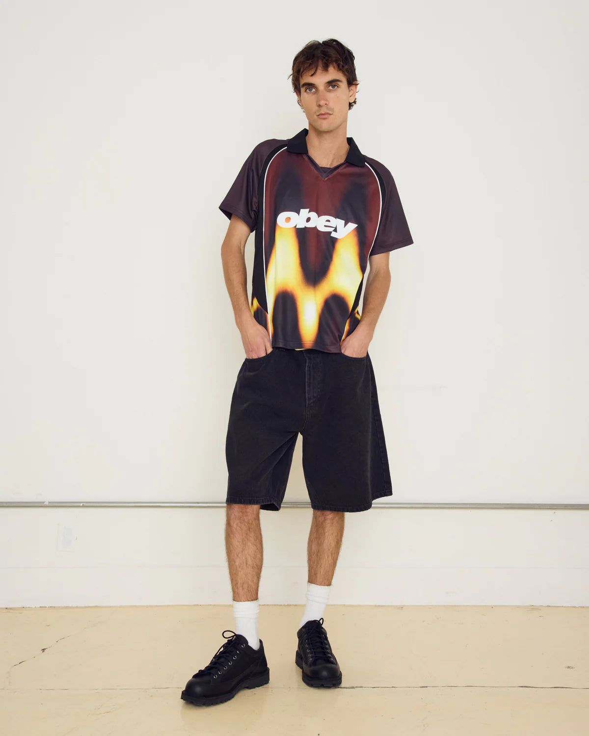 OBEY - BLURRED SOCCER JERSEY - BURNT RED MULTI