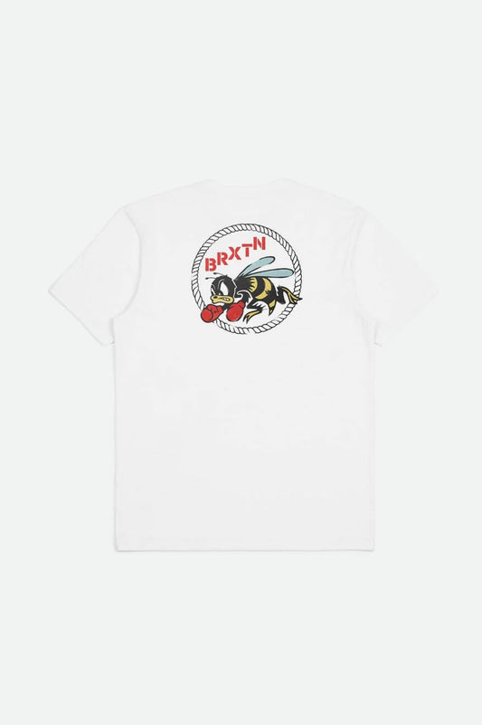 BRIXTON - RUMBLE BEE S/S RELAXED TEE - WHITE GARMENT DYE